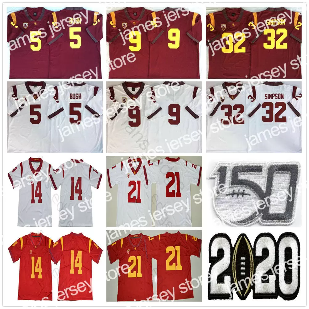 

Football Jerseys NCAA 150th USC Trojans #5 Reggie Bush 9 Kedon Slovis 21 Jackson 14 Sam Darnold 32 OJ Simpson 43 Troy Polamalu College Footb, As picture