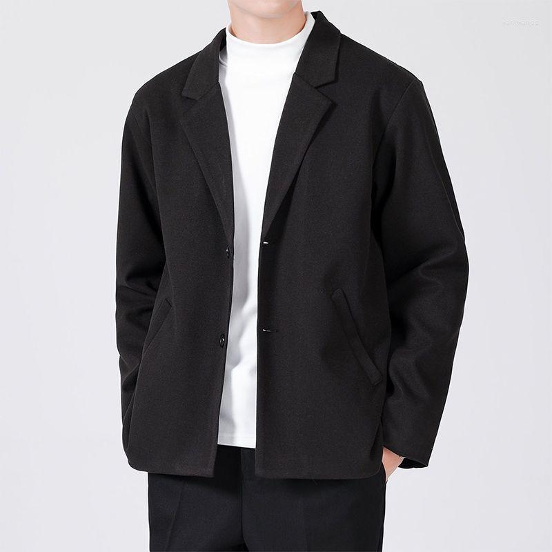 

Men' Suits Woolen Suit Jacket Men' Autumn And Winter Korean Version Thickened Leisure Top Short Style Coat, Black