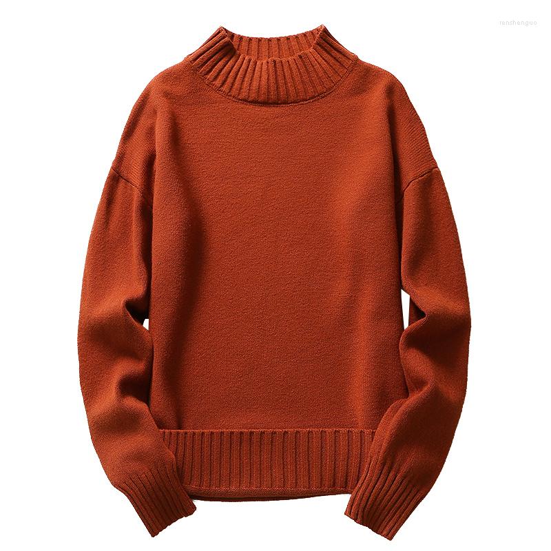 

Men's Sweaters 2023 Fashion Snowy Autumn And Winter Trend Casual Mock Neck Knitted Men's Sweater, Black