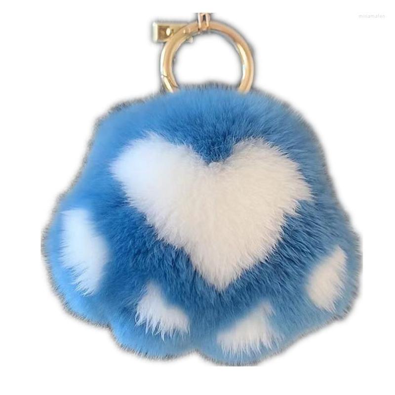 

Keychains Genuine Rex Fur Keychain Cute Fluffy Women Car Bag Charm KeyRing Gift For Girls