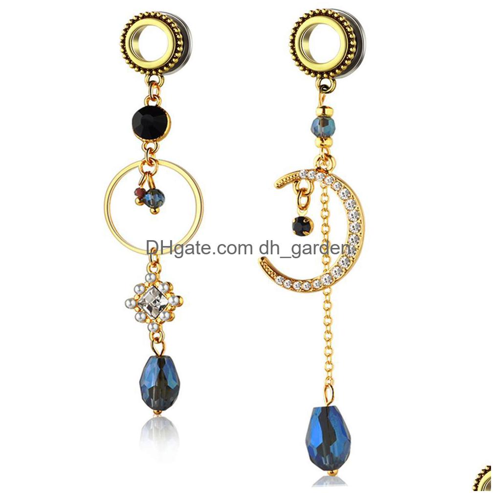 

Plugs Tunnels Tiancifbyjs Set Sapphire Crystal Dangle Pendant Ear Stainless Steel Screw Ears Gauges Piercings Drop Delivery Dhgarden Dhvbk