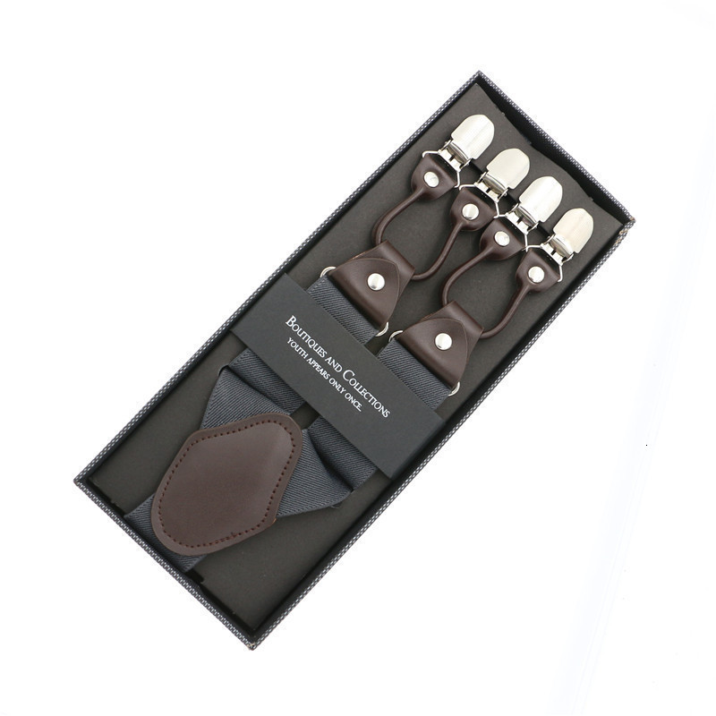 

Suspenders 35mm Width Fashion Leather 6clips Braces Male Vintage Casual Suspensorio Tirante Trousers Strap FatherHusband's Gift 230217