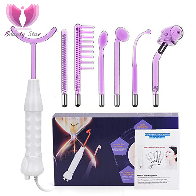 

Face Massager Beauty Star 7 In 1 Electrode Glass Tube High Frequency Machine Spot Acne Wand Spa Skin Care 230217