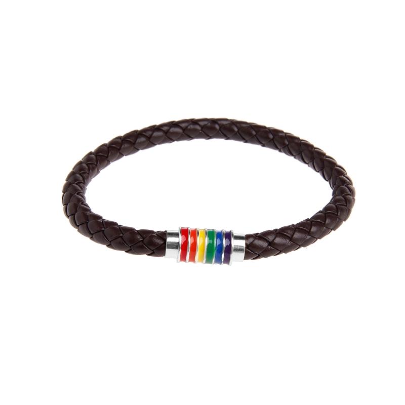 

Charm Bracelets Leather Braided Lovers Pride Rainbow Titanium Magnetic Gay Les Jewelry 40JF