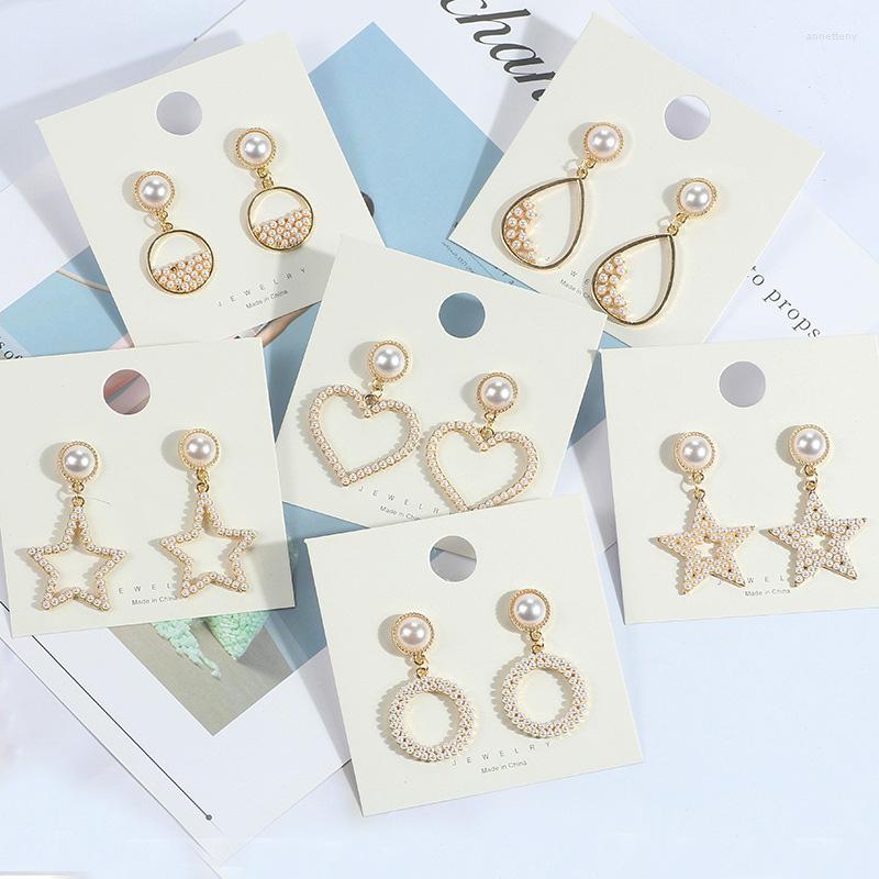 

Backs Earrings United States Women Jewelry Simulated Pearl Clip On No Pierced For Girl's Charm Cute Sweet Geometry