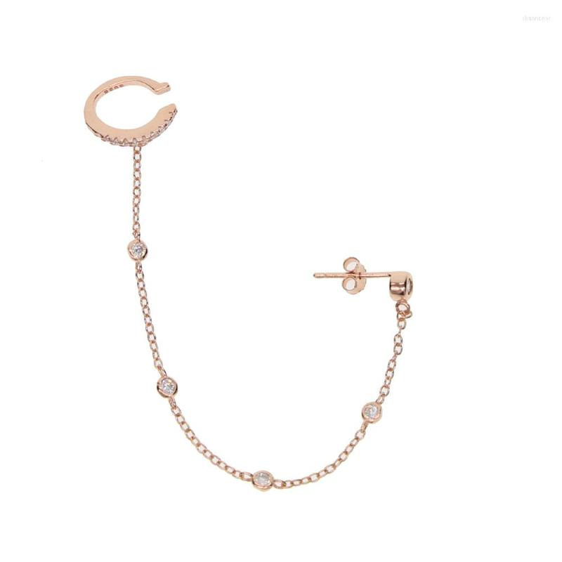 

Stud Earrings 1 Piece 925 Sterling Silver Long Cz Station Tassel Chain Romantic Women Trendy Fashion