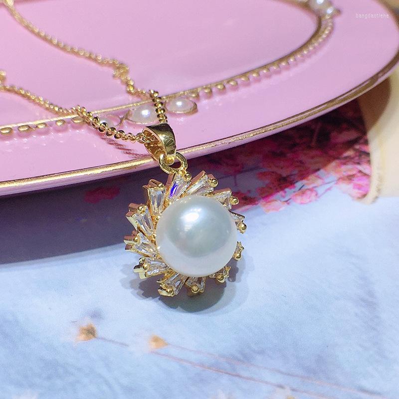 

Chains Pearl Pendant Female Korean 9mm Leisure Niche Design Sense Necklace