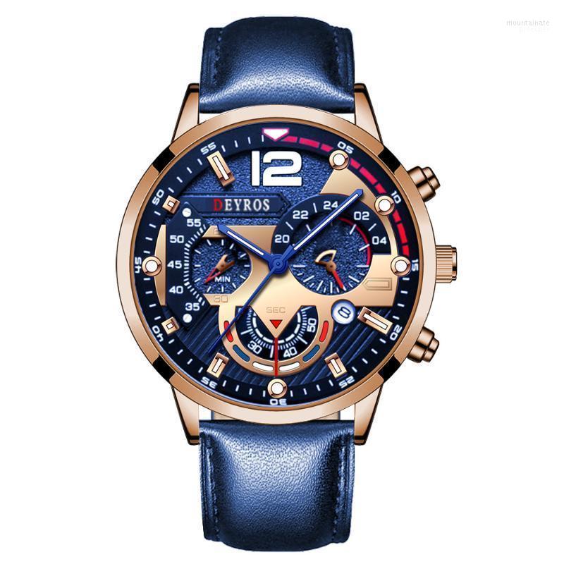 

Wristwatches Fashion Mens Watches Waterproof Calendar Watch For Men Luminous Quartz Luxury Male Sports Boy Wristwatch ClockWristwatches Moun, Black blue