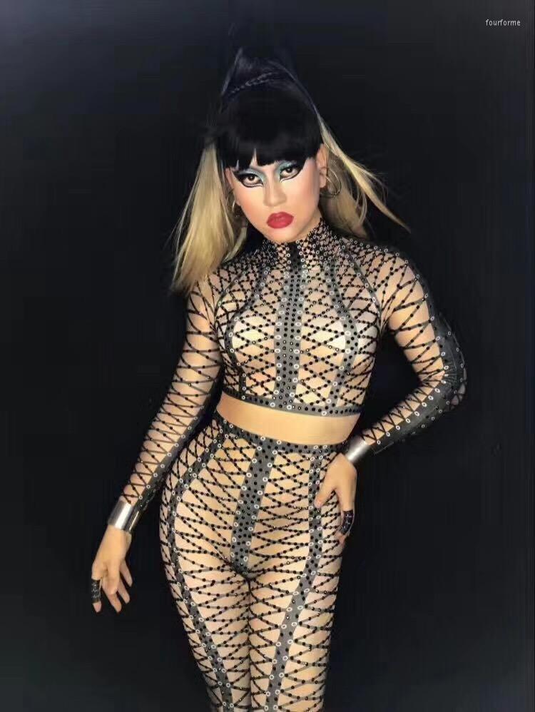 

Stage Wear Sexy 3D Printing Full Rhinestones Tight Body Pants Female Singer Dj Opening Custom Dance Costumes Costume Party Celebration, Black