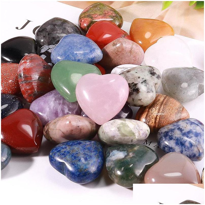 

Car Dvr Stone 20X9Mm Heart Statue Natural Carved Decoration Rose Quartz Hand Polished Healing Crystal Reiki Trinket Gift Room Ornament Dhdbc