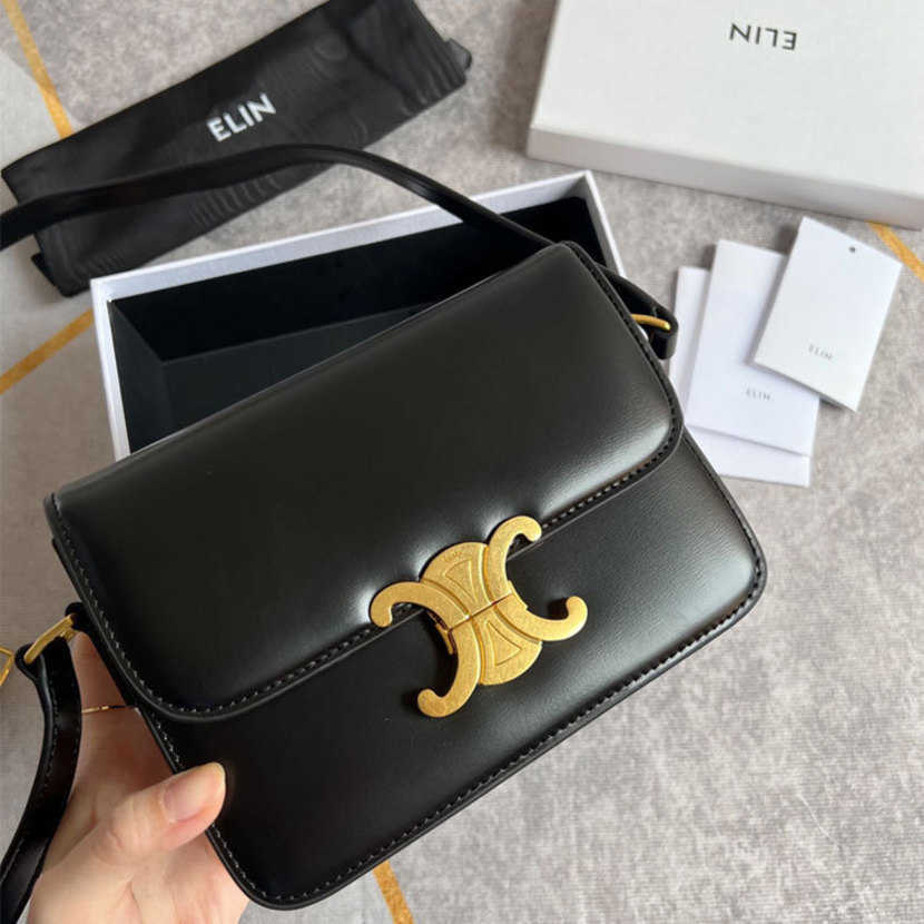 

women's Cowhide Women's One Shoulder Small Square Crossbody Bag one-shoulder simple messenger handbag purse, Black small size 18cm