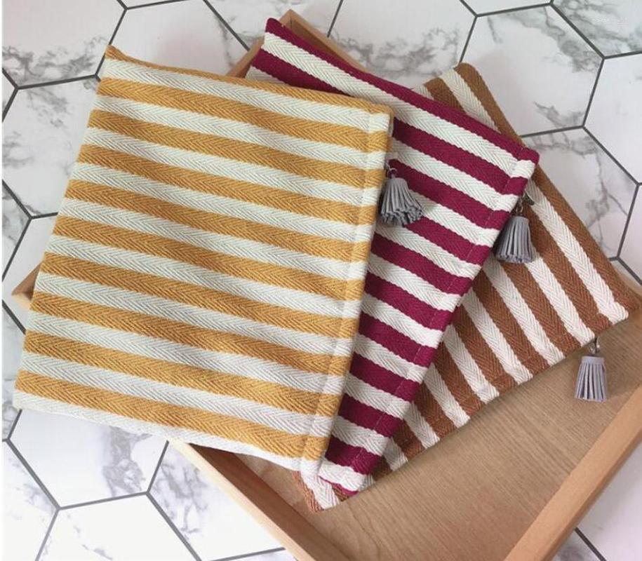 

Cosmetic Bags DHL30pcs Women Canvas Stripes Prints Large Capacity Mix Color Zipper Travel Clutch Bag, Green