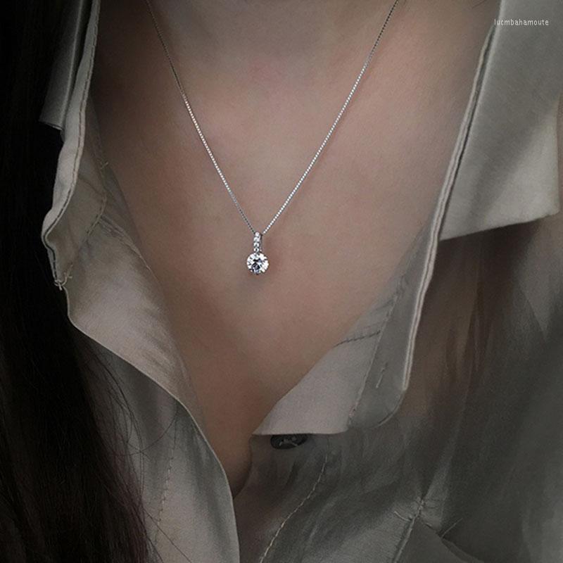 

Pendant Necklaces Korean Fashion For Women Geometric Water Drop Single Zircon Necklace Clavicle Chains Jewelry Collares