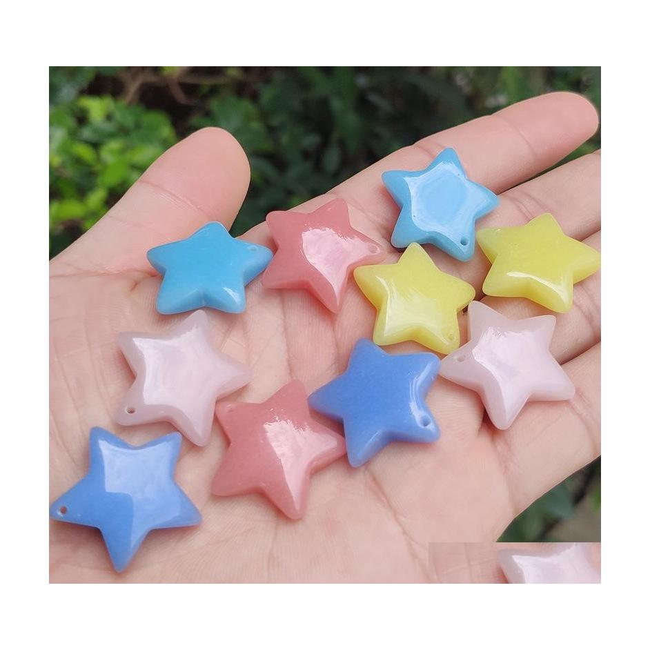 

Charms 25Mm Star Shape Luminous Stone Fluorescent Chakra Healing Pendant Glow In Dark For Necklace Jewelry Accessories Drop Delivery Dhd1A