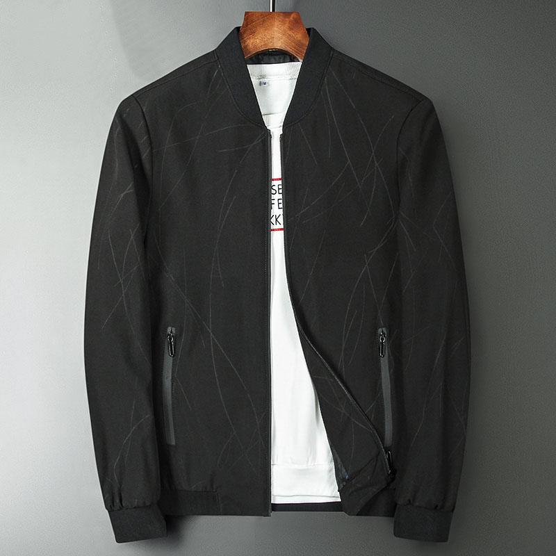 

Men's Jackets Fashion Pattern Print Smart Casual Jacket Men Solid Color Thin Coat Outerwear 2023 Spring Autumn Collection, Black