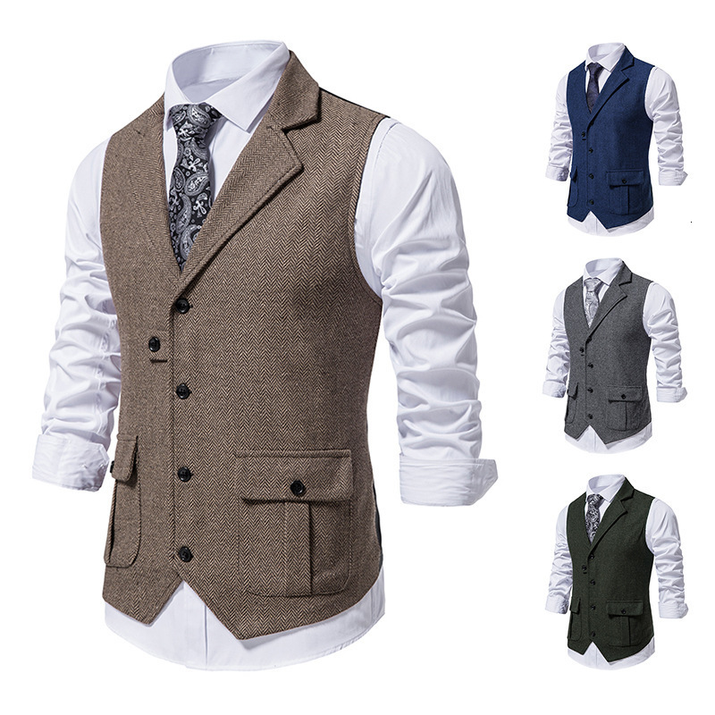 

Men' Vests Men' Brown Vest Suit Vest Single breasted Designer Brand Sleeveless Formal Coat Top Adult Dress Tuxedo 230217, Gray