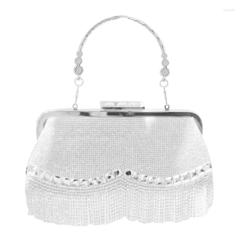 

Duffel Bags Womens Tassel Evening For Rhinestone Purse Wedding Bridal Crossbody, Silver