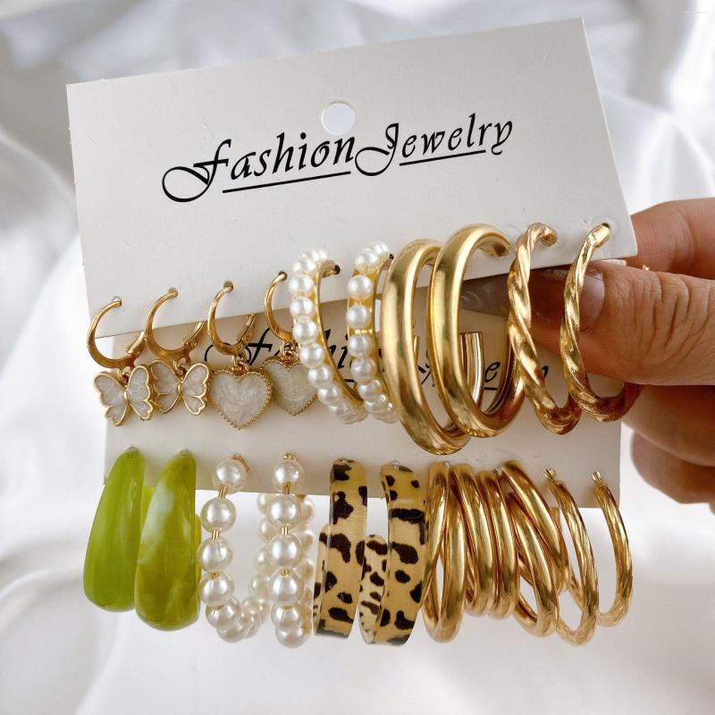 

Hoop Earrings Butterfly Pearl Set Heart Round For Women Resin Acrylic Fashion Dangle Drop Earring Geometric Jewelry