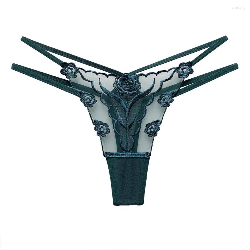 

Women's Panties Women's Sexy Embroidered Thongs Transparent Seductive Underwear Thong G-String, Black