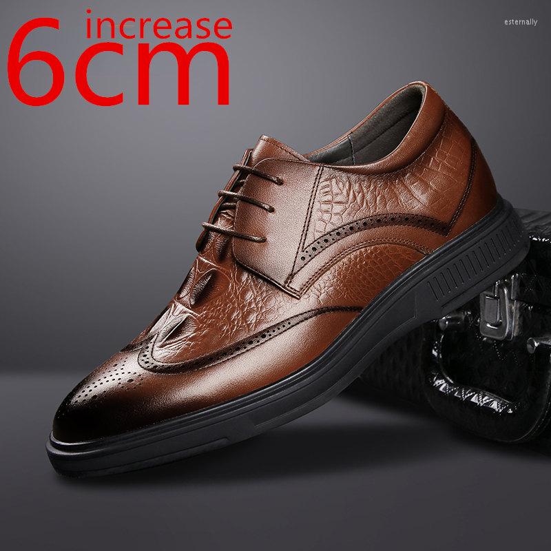 

Dress Shoes Men's Business Height Increasing Leather Derby Invisible Inner Heightening 6cm Male British Wedding Breathable, Increase 6cm