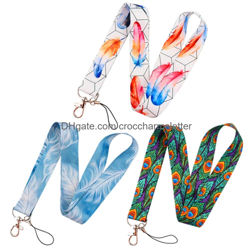 

Shoe Parts Accessories 10Pcs Colorf Feathers Neck Strap Keychain Lanyard For Keys Id Card Badge Holder Keycord Diy Hang Rope Mobile Smto3