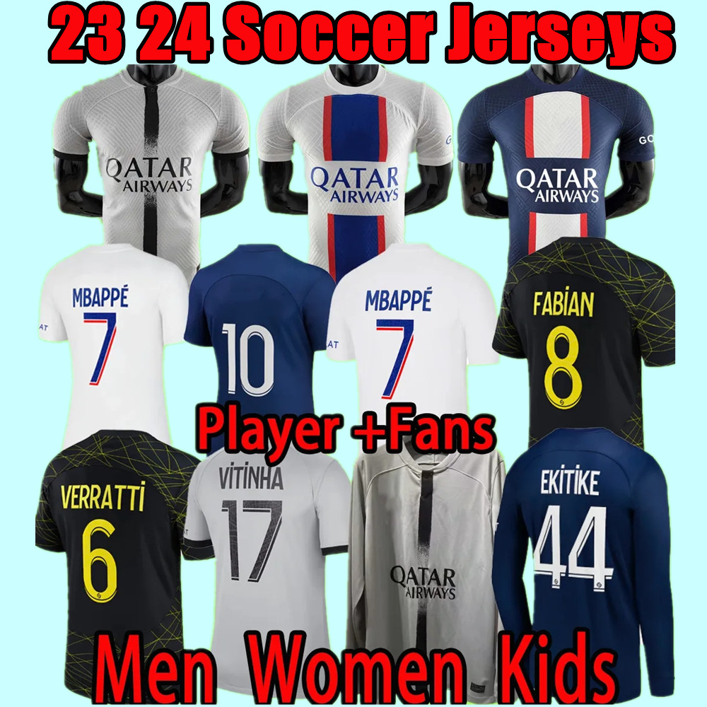 

GANA R. SANCHES Soccer Jerseys Adults and Kids 23 24 PSGs MBAPPE 2023 2024 DI MARIA WIJNALDUM SERGIO RAMOS HAKIMI Maillots De Football Kit ICARDI VERRATTI 3rd 4TH Shirt, Kids size:4