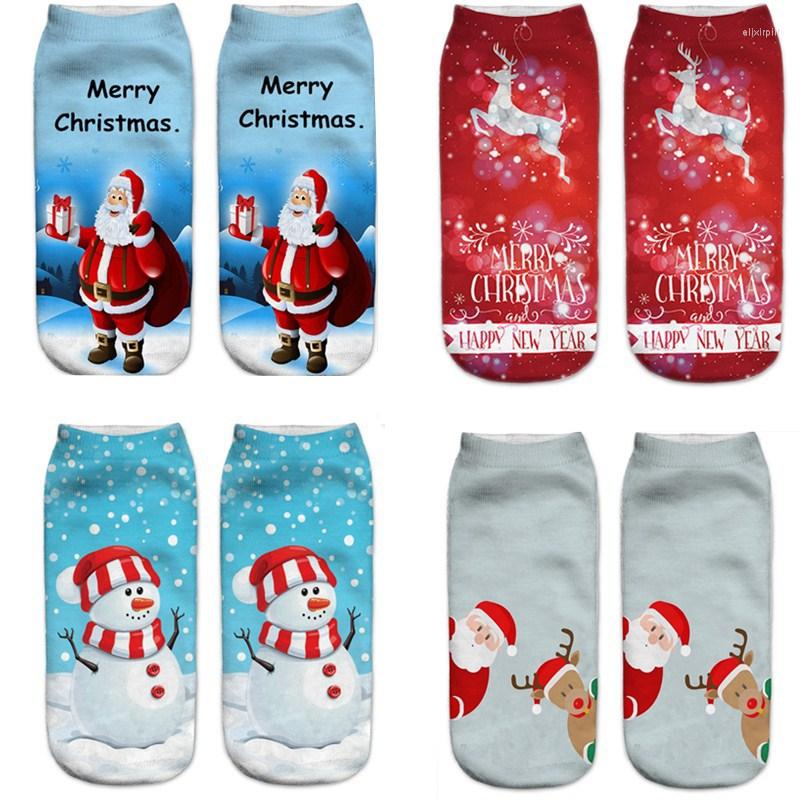 

Women Socks 3D Print 4Pairs 2Pairs Pattern Funny Cartoon Cute Christmas Sock Low Ankle Unisex For Short Creative Happy, 2 pairs red
