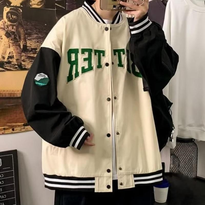 

Men's Jackets Spring Autumn Coat Men's Jacket Baseball Trend Letter Print Stand Collar Long Sleeve For Men Chaquetas Hombre, Black