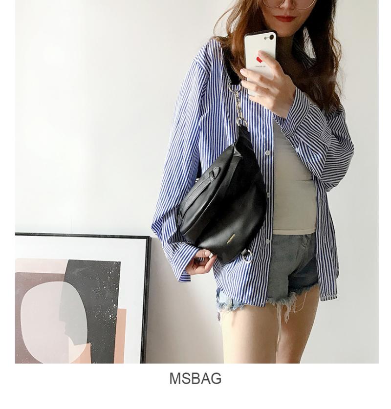 

Waist Bags Fascinating2023 Crossbody Internet Celebrity Chest Genuine Leather Chain Soft Cowhide Women's Bag Fashion, Sky blue