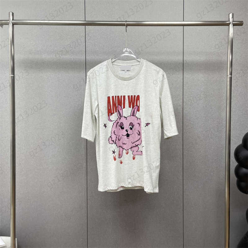 

Bunny Print T-shirts Chest Red Letter Crewneck Designer T-shirt Loose Version Comfortable Slimming Short Sleeve Cotton Tops Womens Graphic T-shirts, 8 white