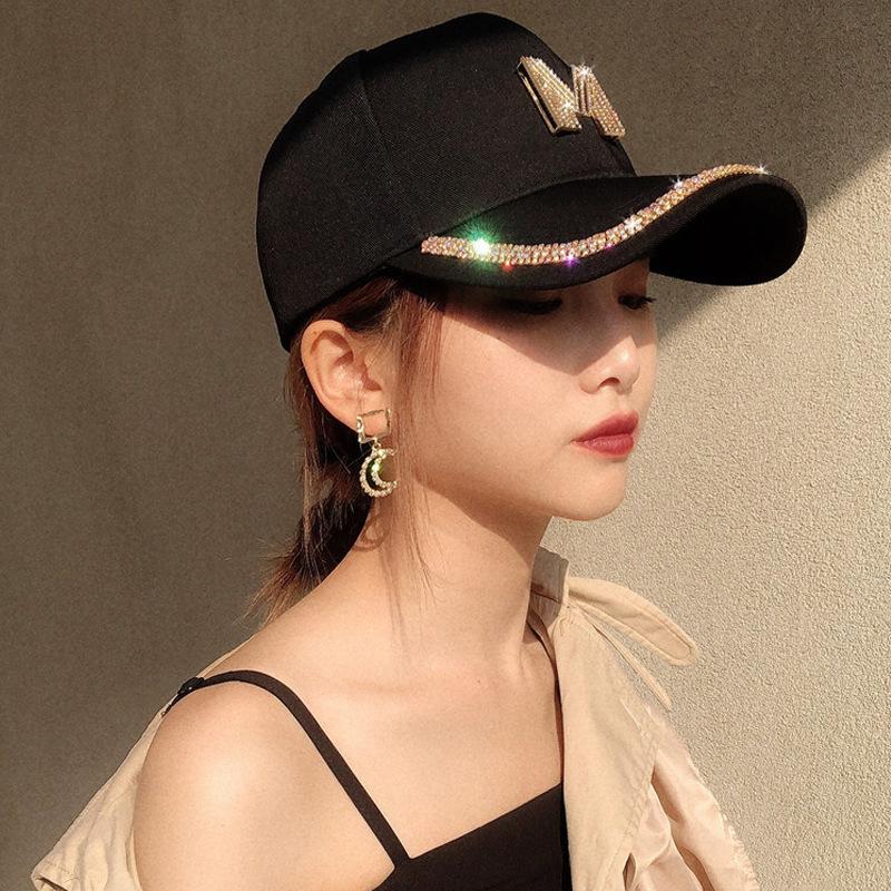 

Beanies Beanie/Skull Caps Women's Summer Autumn Travel Baseball Cap Korean Fashion With Diamond Hat, White