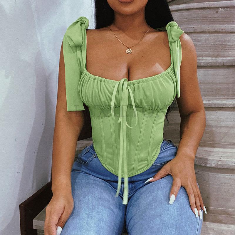 

Women' Tanks Square Collar Ruched Tank Top Green Black Women Off Shoulder Wrap Strapless Backless Sexy Cropped Tube Summer Tops