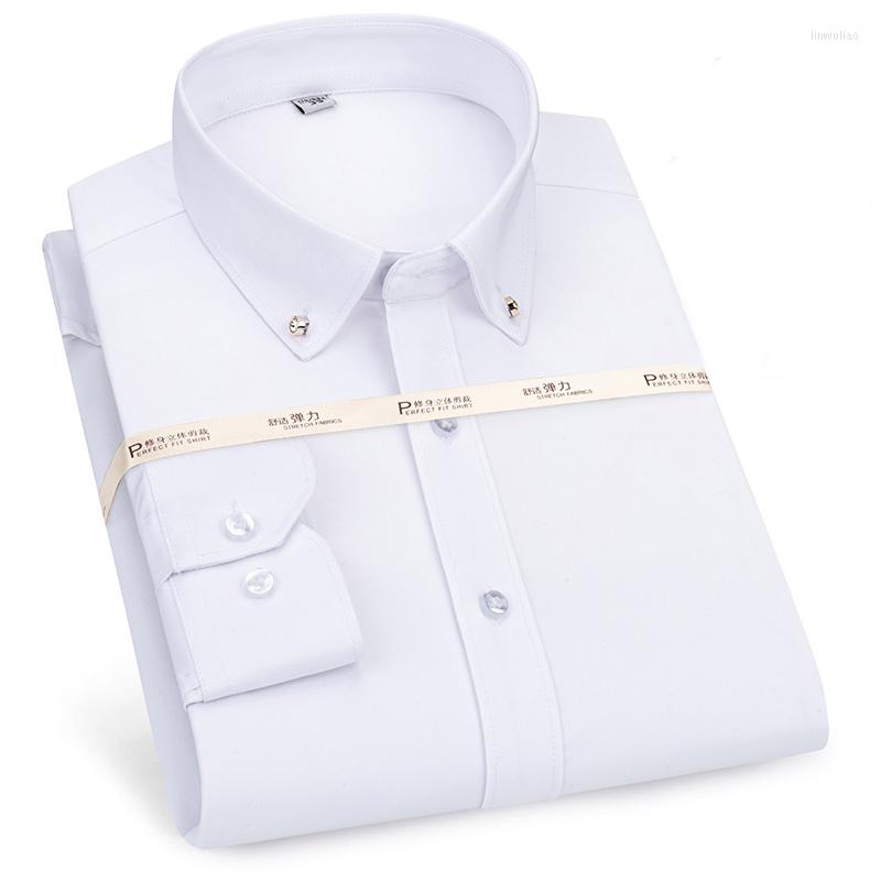 

Men's Dress Shirts Plain Mens Button Collar Long Sleeve Bamboo Fiber Stretch Solid Male Formal Shirt Regular Fit Without Chest Pocket, 1922