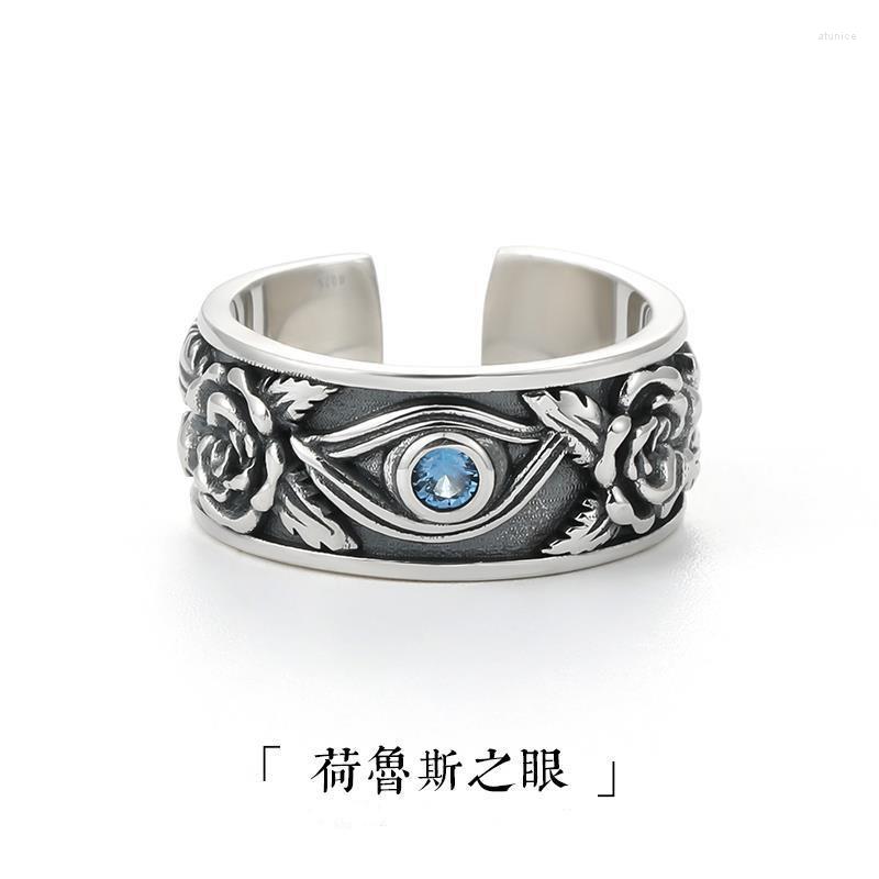 

Wedding Rings Gothic Vintage Blue Eyes For Women Bridal Engagement Punk Resizable Antique Rock Jewelry 2023