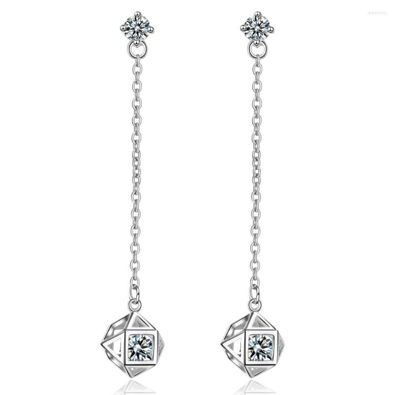 

Stud Earrings Korean Ear Studs Simple Light Luxury Shiny Zircon For Women 2023 Personality Temperament Jewelry Ladies Long Eardrop