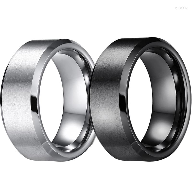 

Wedding Rings Simple Black Fashion Men Ring Stainless Steel Charm Glossy Engagement Band Unisex Jewelry Birthday Gift