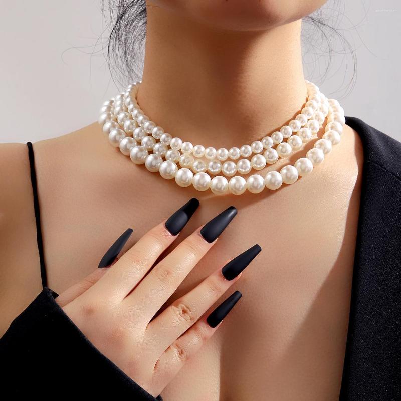 

Choker Classic Elegant White Pearl Necklace Simple Adjustable Multiple Sizes Beaded For Women Girls