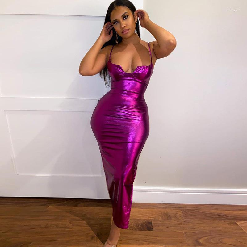 

Casual Dresses SUJYing 2023 Summer Women' Nightclub Girl Watch Out Sexy Low Cut Split Buttock Party Dress, Purple