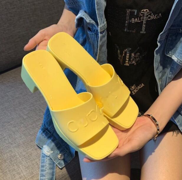 

72% OFF Slippers designer jelly cool fashion super fire high waterproof platform bottom thick heel slippers guc65, White