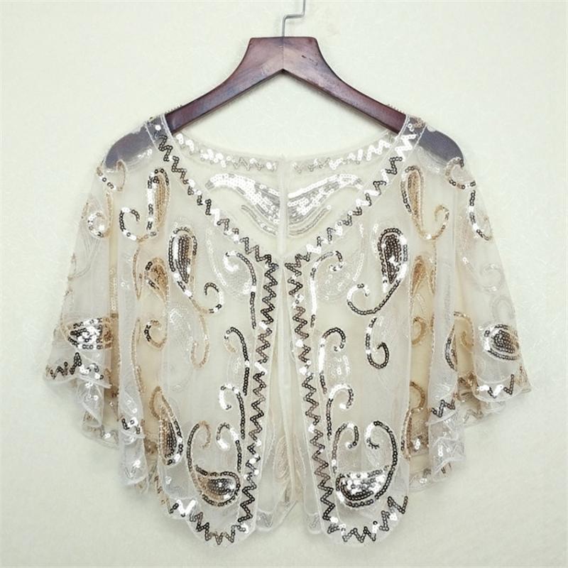 

Women's Jackets Elegant Women Short Lace Shawl Capes Europe And America Lady Sequins Wrap Bolero Accessories Coat Princess Tops Outwear 1606, Black