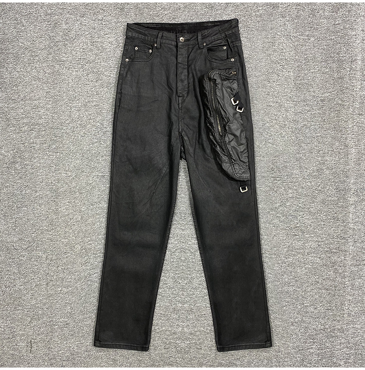 

RO Men' Jeans Straight Leg Pants Men' Casual Pants Black Straight Mid-waist Pants