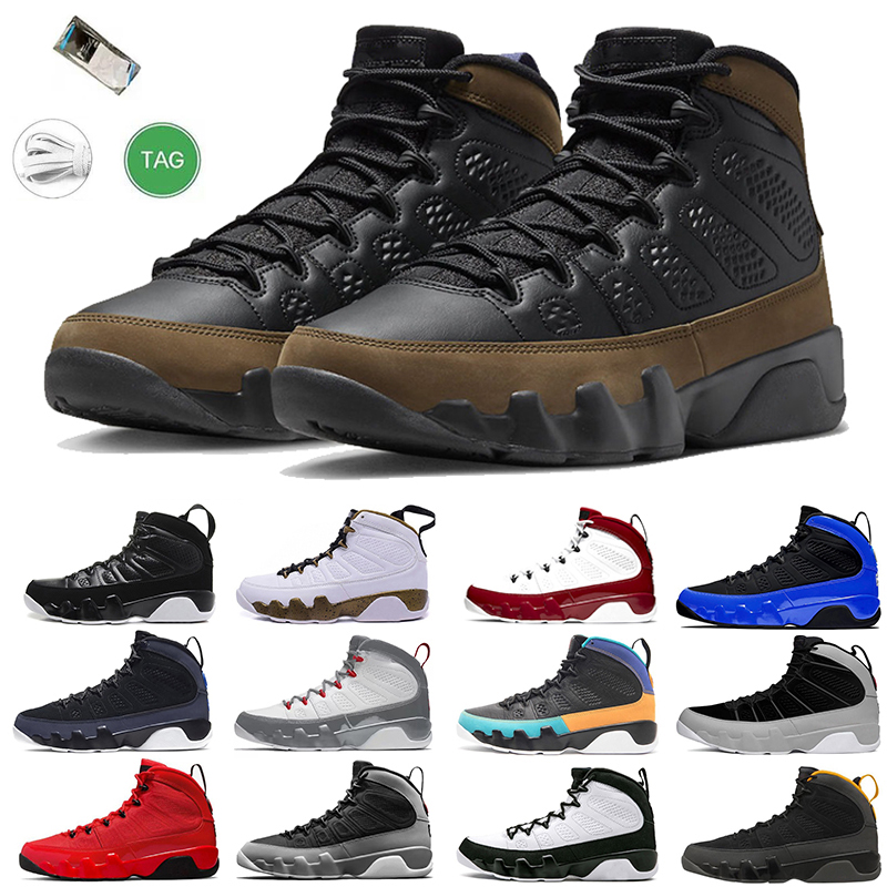 

Jumpman 9 9s Men Women Basketball Shoes LIGHT OLIVE Fire Red Gym Red UNC University Blue Gold Black White High Chile Red Dream It Mens Trainers Sports Sneakers Size 40-47, Color#11