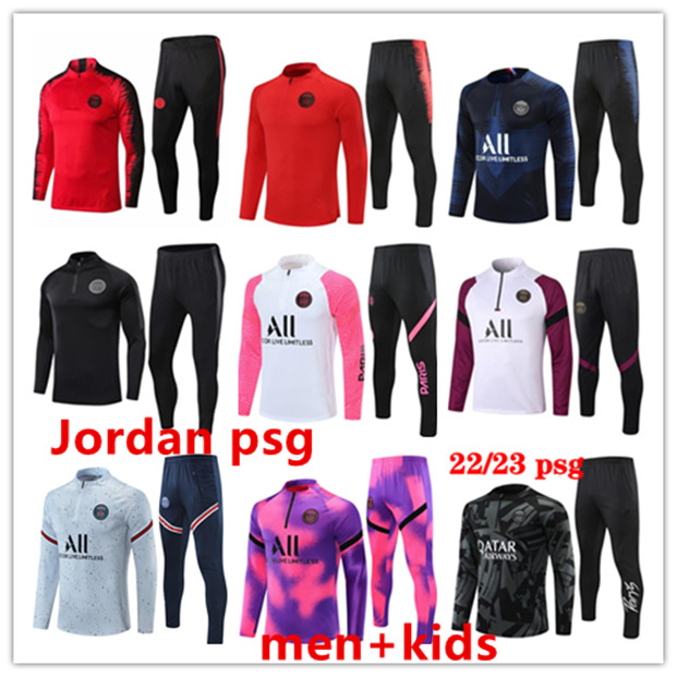 

21 22 23 Jordam PSGs MBAPPE soccer jersey tracksuit 18 19 20 Retro Paris Training Suit Half pull Long sleeve SERGIO RAMOS VERRATTI ICARDI adult kids football, 02