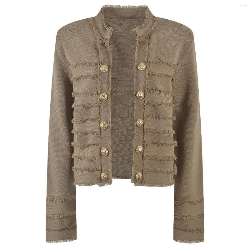 

Women' Sweaters Double Buttons Fashion Women Knitting Cardigans Sweater Green Color Full Sleeves Tassel Patchwork Lady Coat Jackets