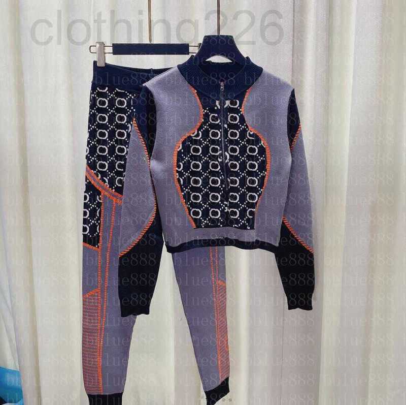 

designer spring and autumn knitted cardigan pants women stitching diverse print pattern zipper top c ardigan suit luxury accessories 8VEZ, Customize