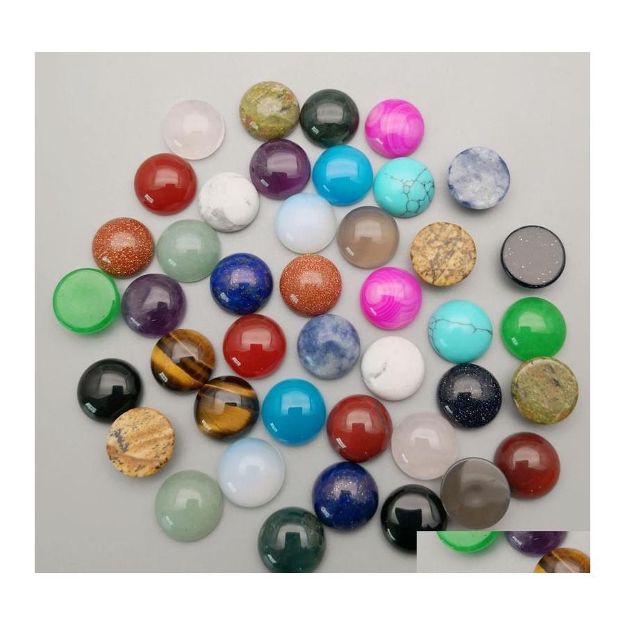 

Stone Natural Crystal Semiprecious 12Mm Round Face For Necklace Ring Earrrings Jewelry Accessory Drop Delivery Dhpja
