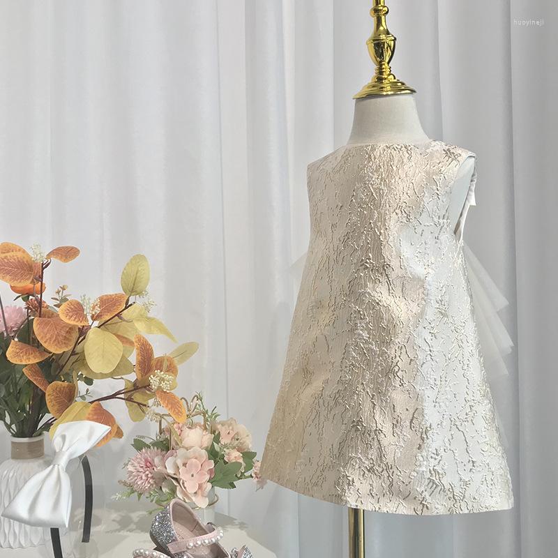 

Girl Dresses Champagne Flower 1 Year Birthday Dress For Baby Clothes Embroidery Baptism Princess Big Bow Girls Party Costume
