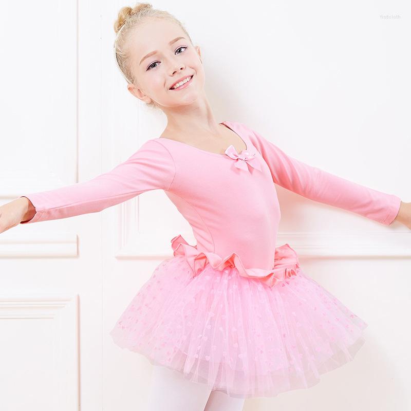 

Stage Wear Children Tutu Skirt Lycra Ballet Dress Leotards Girl Sale Long Sleeved Spandex Gymnastics Leotard Dance For Girls Child Costume, Pink
