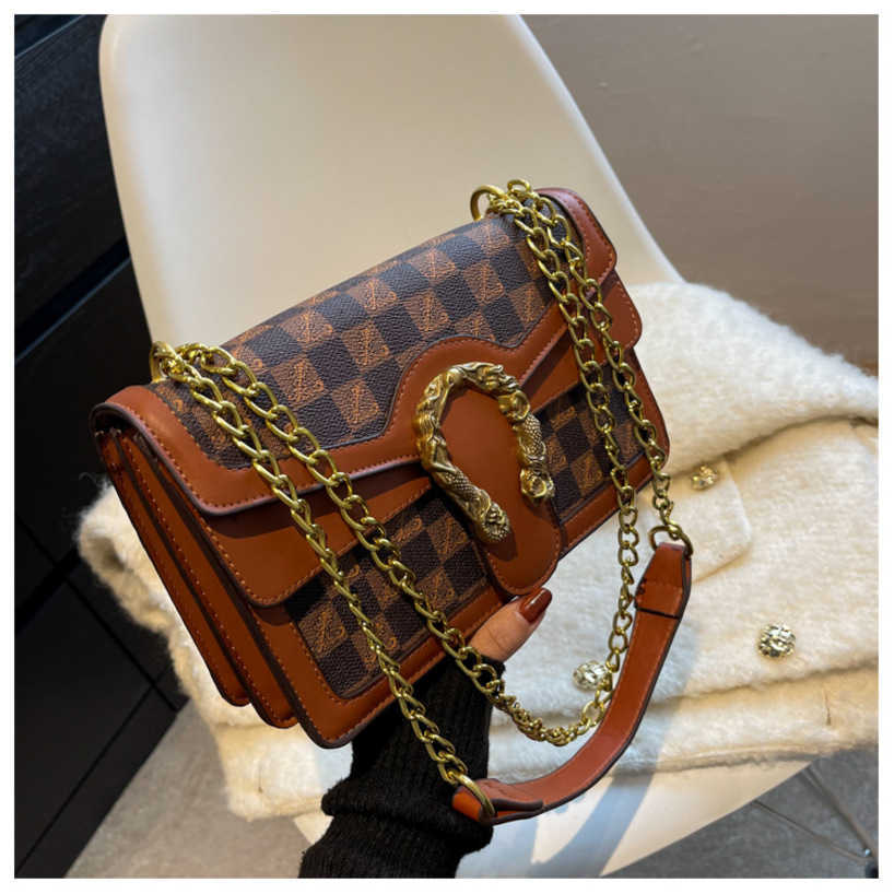 

Ladies Bags 47%off New Fashion Single-shoulder women's cross-body small square multi-layer chain bag red Design Handbags for Women, Dark brown