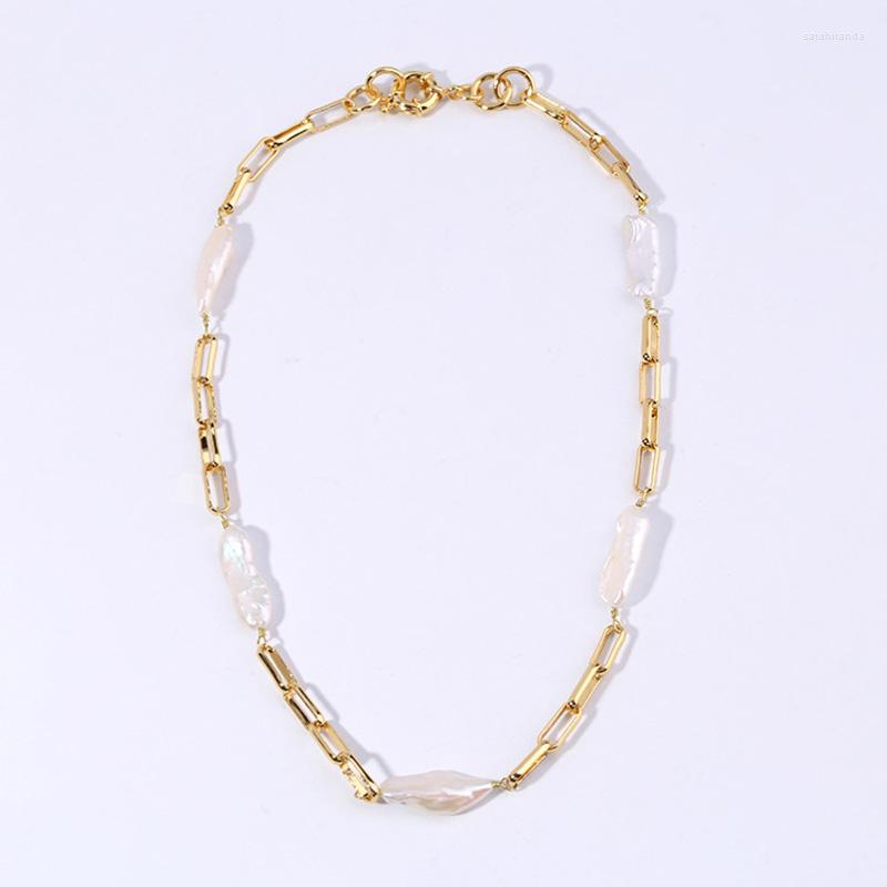 

Chains Natural Baroque Chain Joint Necklace High Quality Jewelry For Ffice Lady Or Fashion Person
